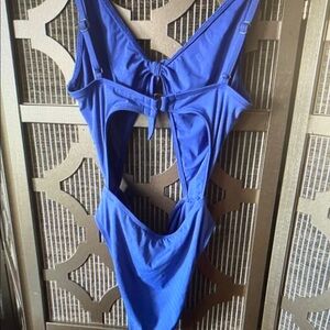 Lulu's Dhalia Dusty Blue Tie-Front One Piece Swimsuit (Monokini) XS